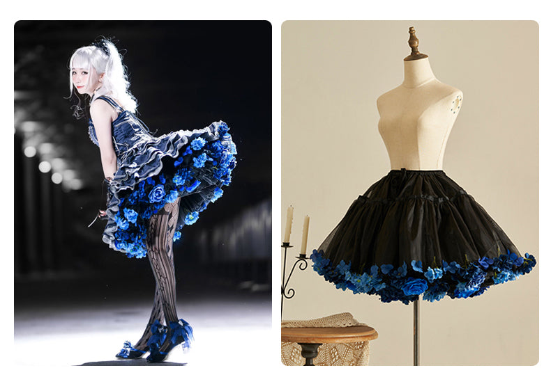 Monenjoy　ロリータ　ペチコート　花　クリノリン　バッスル　ティアードペチコート　ふわもこアンダー　ふんわり　コスプレ道具　地雷系　GS1220 - Monenjoy