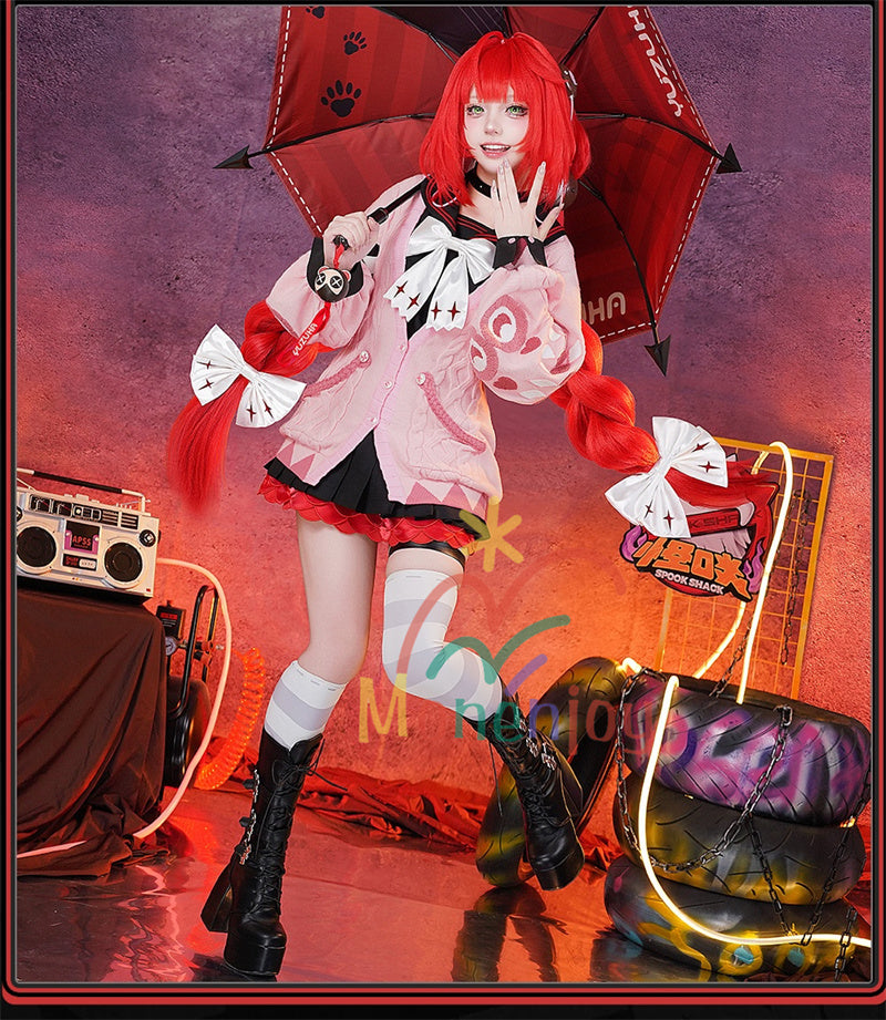 納品 Monenjoy　ゼンレスゾーンゼロ　浮波柚葉　コスプレ衣装　　タリー刺繍　セーラー服　ネイルチップ+デカール贈り　Ukinami Yuzuha　怪啖屋　ミニスカート　イベント セーターコートGS1930