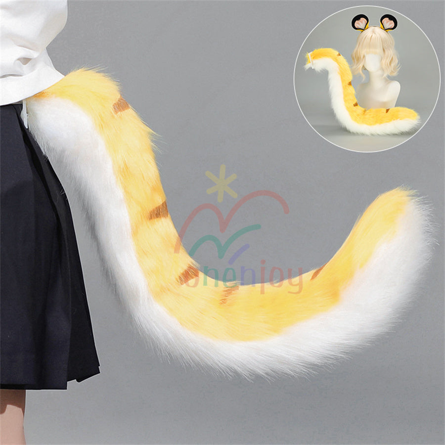Monenjoy Zenless Zone Zero Chi Fufu Tiger ears Tail Fox ears Tachibana Fukufuku Headband Animal ears Fluffy Ear cosplay Cosplay hair wear Cute Moe goods Cat ears Fox ears Cosplay tools Accessories 