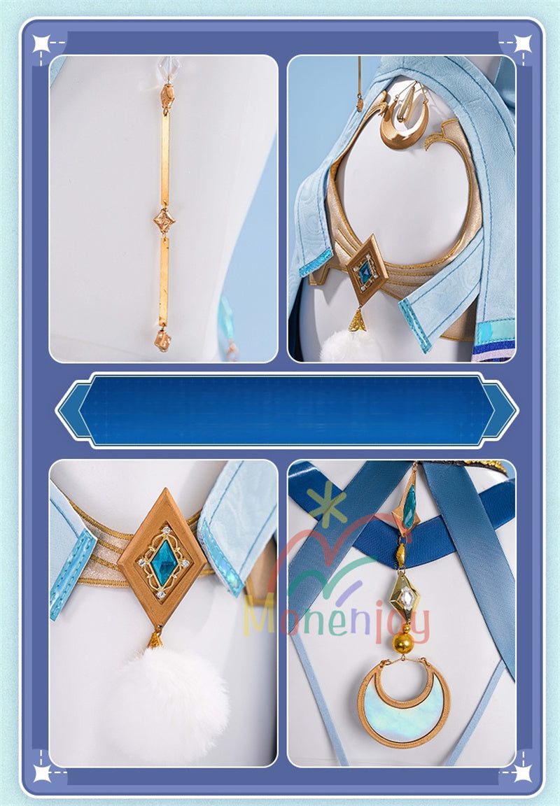 Monenjoy　原神　ラウマ　コスプレ衣装　 Lauma 　3d樹脂製髪飾り追加　ナド・クライ 　イベント　霜月の子 白銀の鹿座 　コスチュームgs1915