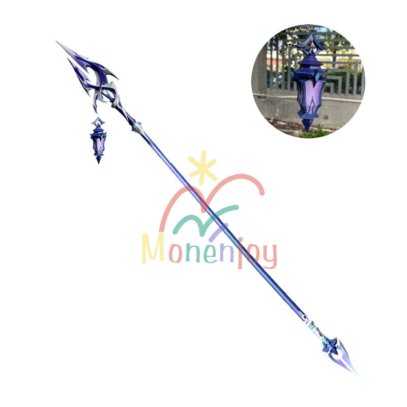 Monenjoy 原神 フリンズ / Flins  血染めの荒れ地  闇影と灯り 長槍 コスプレ道具　200cm　武器モデル　PU製ナド・クライの「ライトキーパー   Bloodsoaked Ruins  Luna I