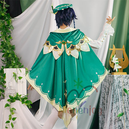 Monenjoy　原神 ウェンティ　コスプレ衣装　Venti 　コスチューム　帽子付き　吟遊詩人  モンド　イベント　仮装　ハロウィン