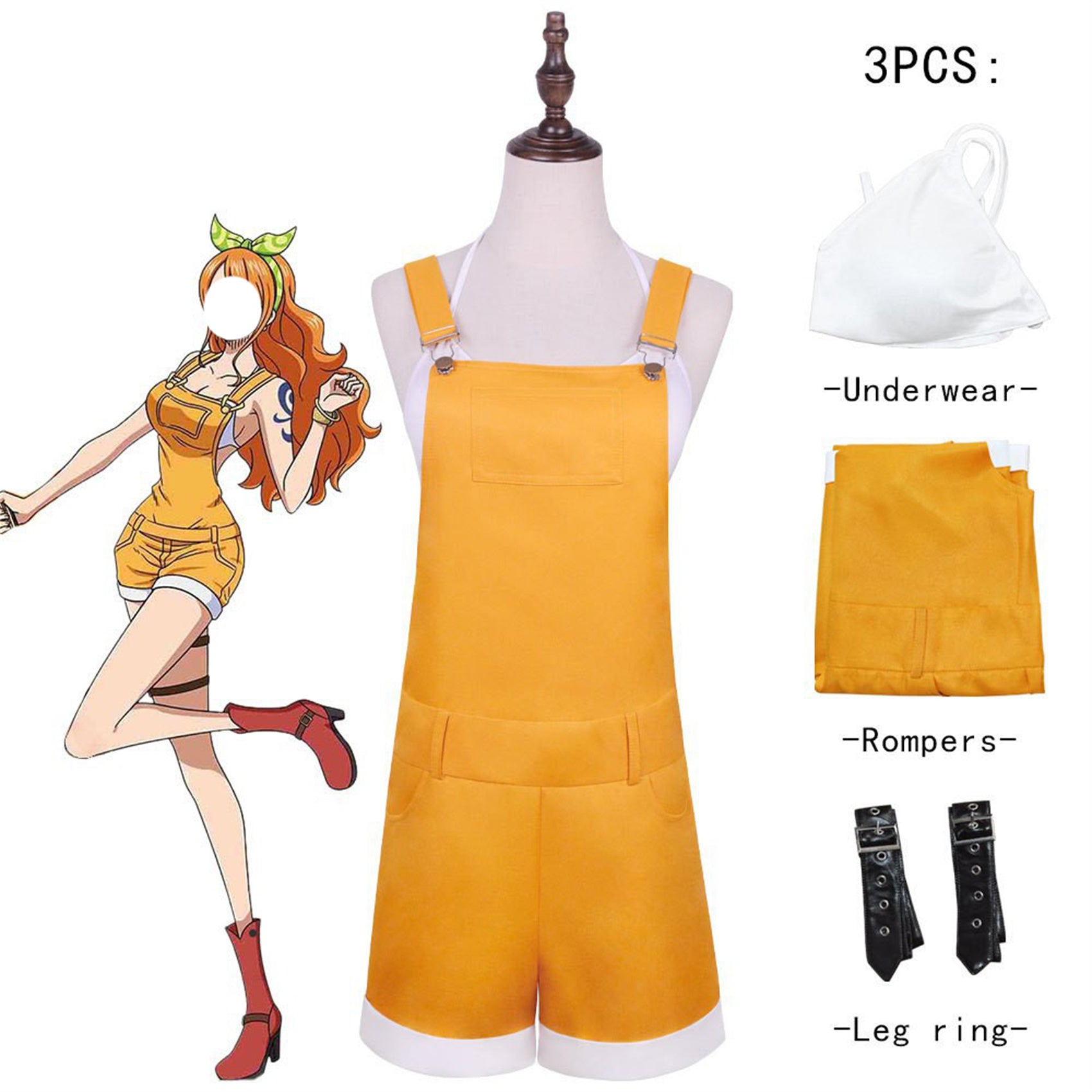 Monenjoy 泥棒猫 ONEPIECE ナミ サスペンダーパンツ 航海士 ワノ国編 コスチューム　少年漫画　COS　ハロウィン　舞台衣装　学園祭　クリスマス　イベント - Monenjoy