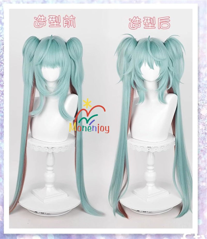 Monenjoy　初音ミク　かつら 鬘 WIG ヴァンパイア 吸血鬼 ウィッグ ネット付き コスプレ　ツインテール カツラ グッズ アニメ コスプレ道具GS1320 - Monenjoy