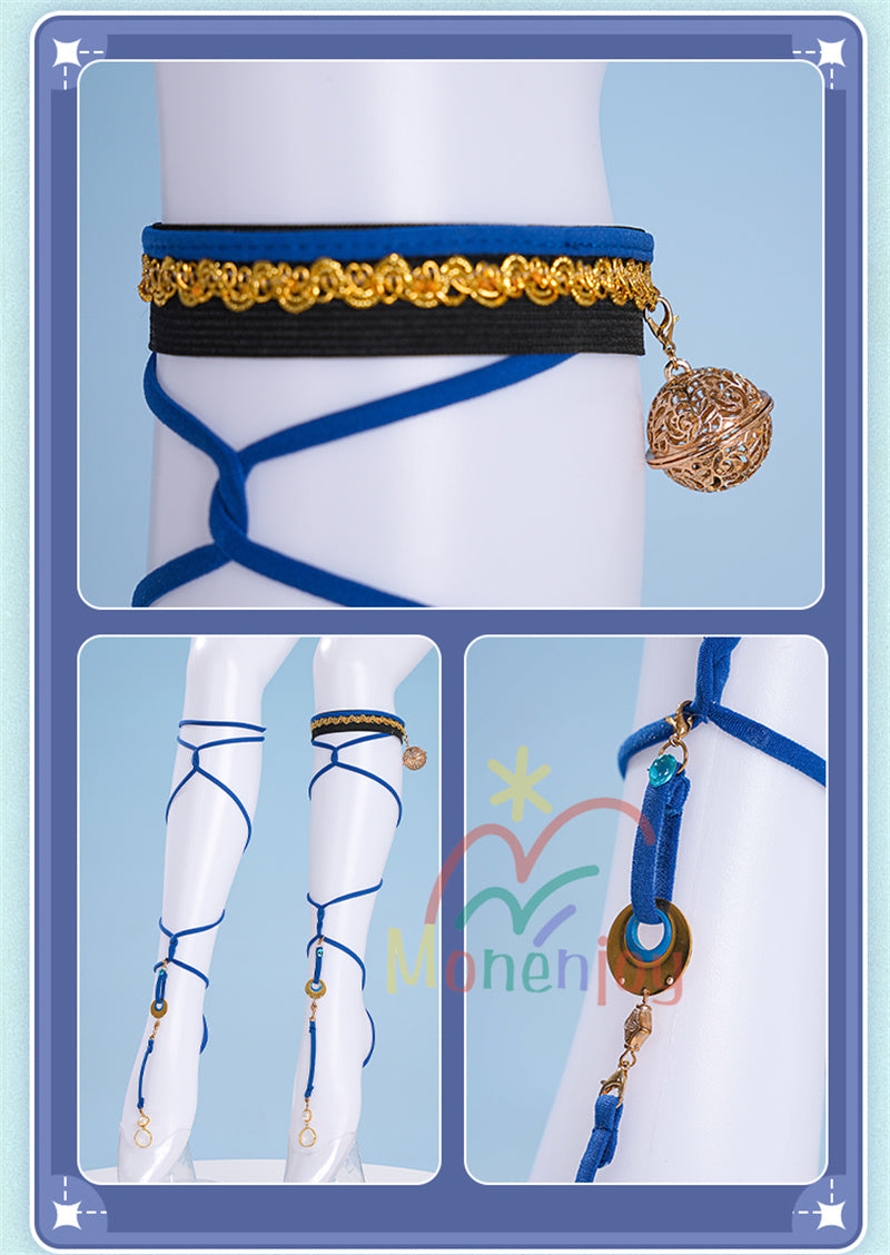 Monenjoy　原神　ラウマ　コスプレ衣装　 Lauma 　3d樹脂製髪飾り追加　ナド・クライ 　イベント　霜月の子 白銀の鹿座 　コスチュームgs1915