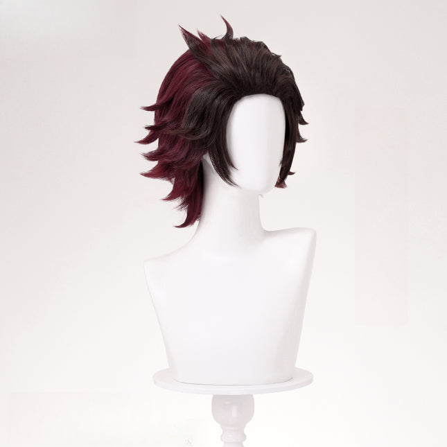 Monenjoy 鬼滅の刃 竈門 炭治郎 ウィッグ かまど たんじろう カツラ きめつのやいば コスプレ道具 和風の剣戟奇譚 つけ毛 - Monenjoy