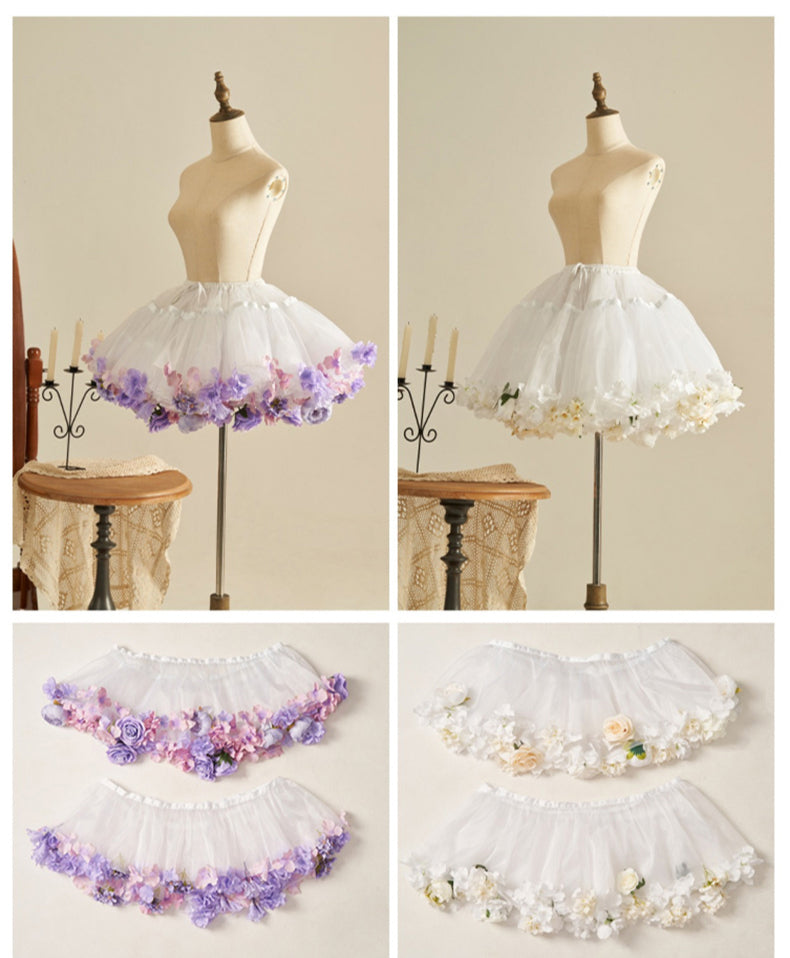 Monenjoy　ロリータ　ペチコート　花　クリノリン　バッスル　ティアードペチコート　ふわもこアンダー　ふんわり　コスプレ道具　地雷系　GS1220 - Monenjoy