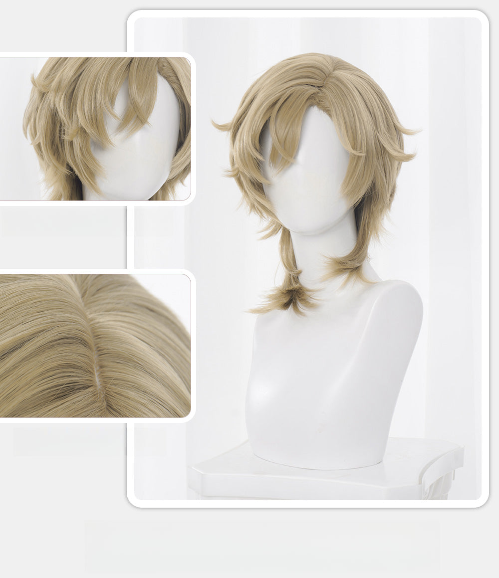 Monenjoy 崩壊スターレイル アベンチュリン ウィッグ　38cm　カツラ　コスプレ道具 博戯の砂金石 - Monenjoy