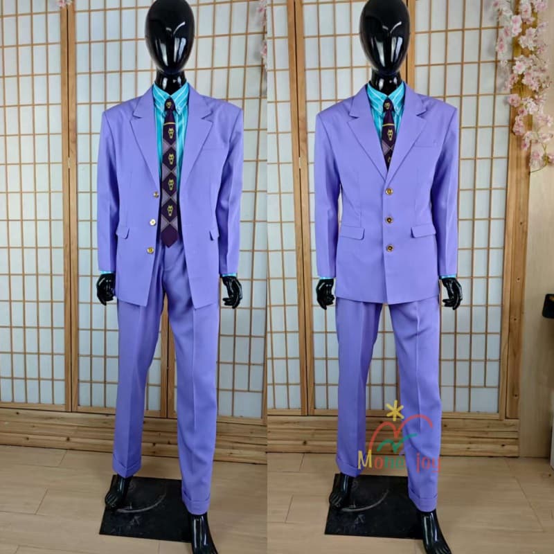 Monenjoy　ジョジョの奇妙な冒険　第4部　吉良吉影　コスプレ　制服　ユニフォーム　スーツセット　ダイヤモンドは砕けない　コスチューム　イベント　紫色　オーダーメイド可能