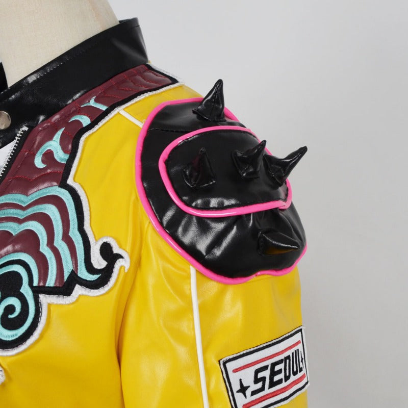 Monenjoy Anime Movie KPOP Girls! Demon Hunters Embroidered Mira Cosplay Costume with Earrings Rumi Zoe Korean Style KPOP Superstar