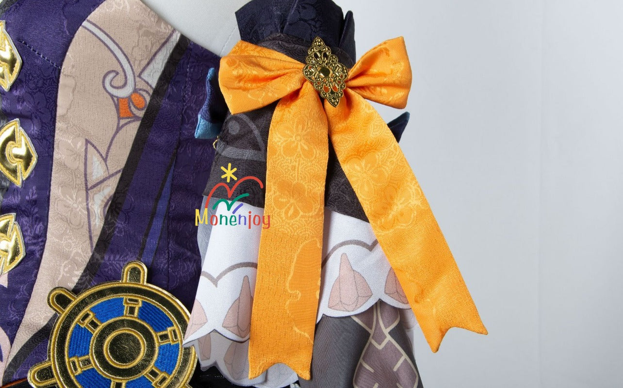 原神ナヴィア コスプレ衣装　立体3d樹脂装飾＋帽子付属　高弾性マットレザー採用｜MONENJOY   - Monenjoy