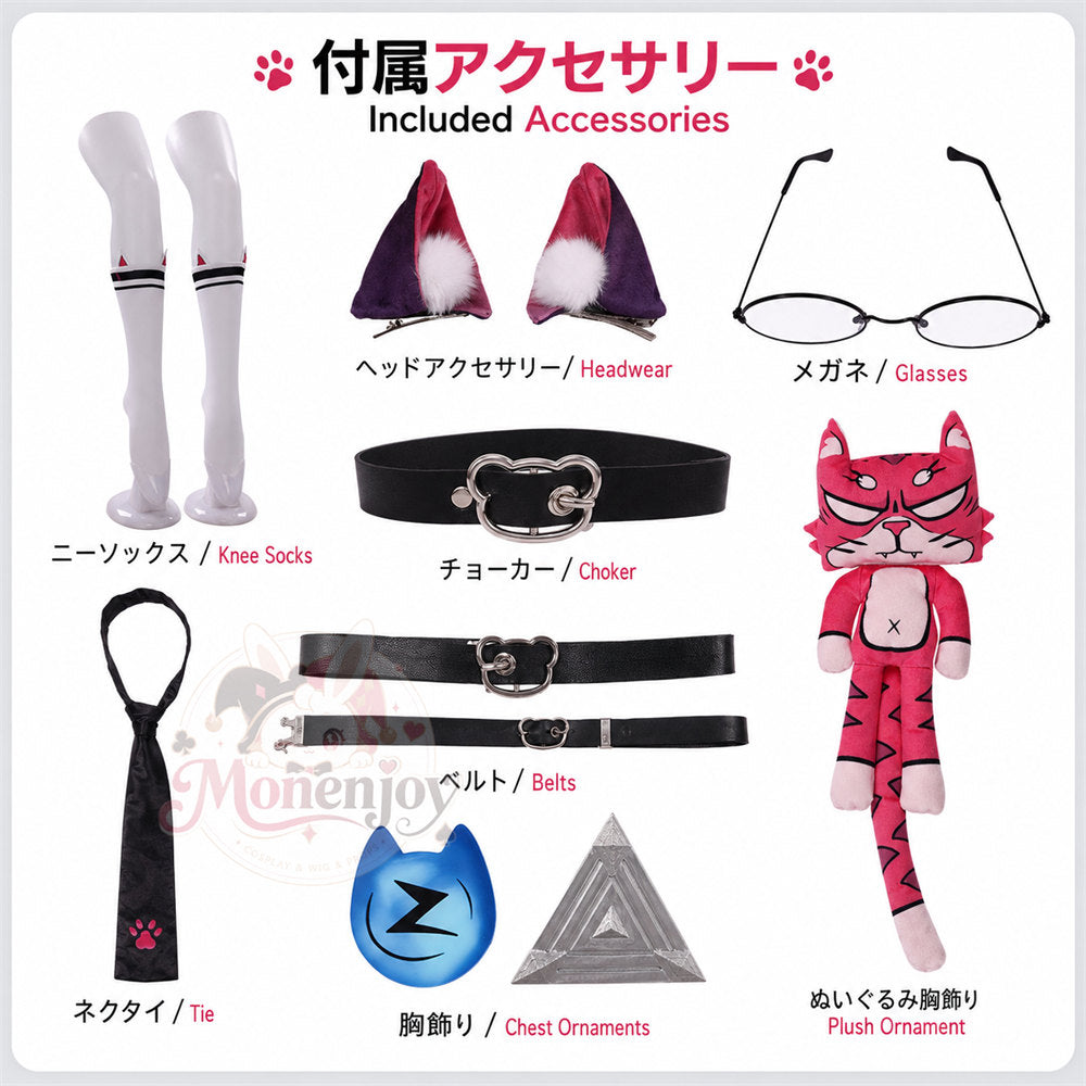 Monenjoy　NTE ナナリ 　コスプレ衣装　眼鏡＋尻尾付　ネバエバ　イベント舞台対応 MONENJOY