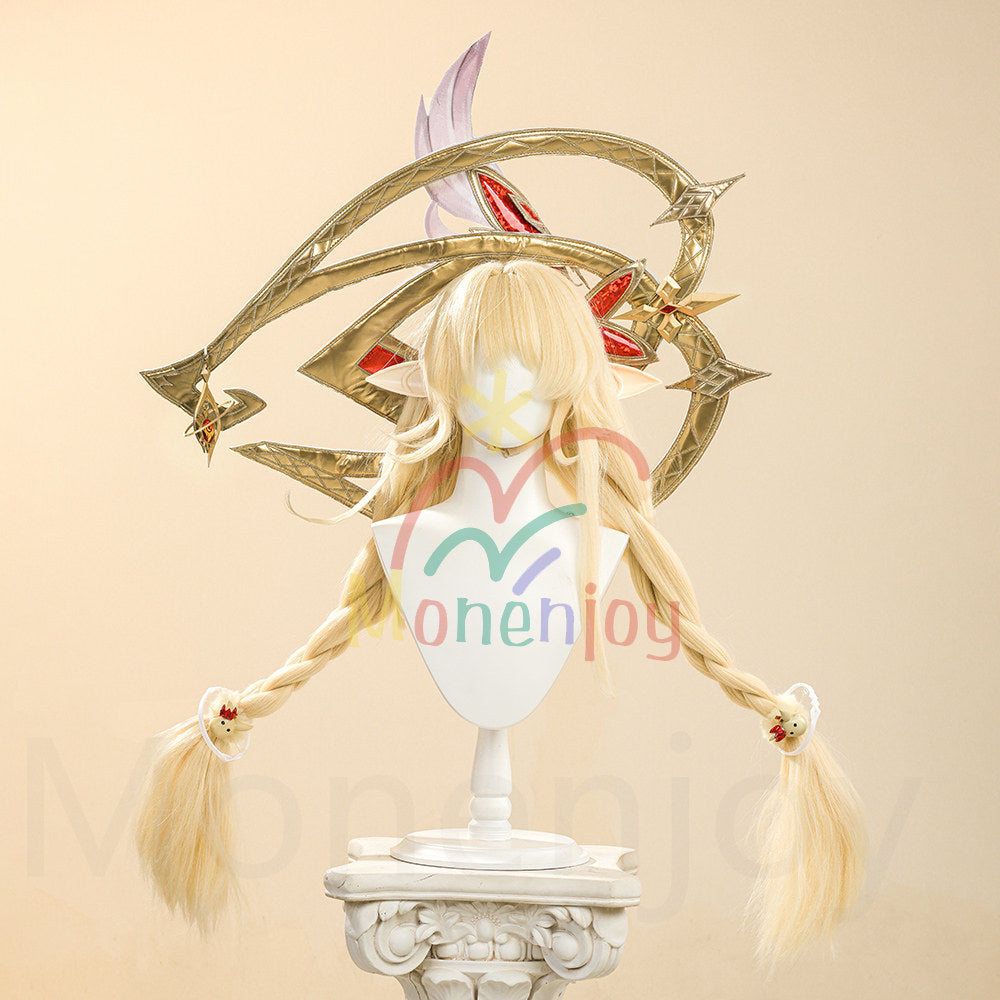 Monenjoy　原神 アリス コスプレ衣装　コスチューム　帽子付　3d樹脂製パーツ　炎元素の神の目付　ナド・クライ編　魔術師　魔女　仮装　モンド / 魔女会 MONENJOY