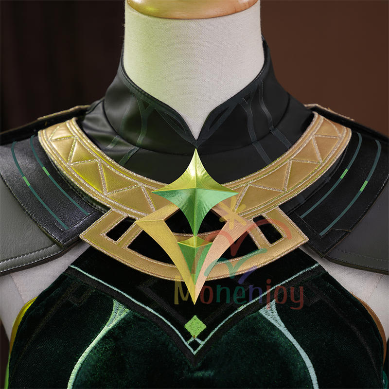 Monenjoy 原神 ネフェル コスプレ衣装　Nefer 　ベルベット生地 3d樹脂製パーツ　ナドクライ / 秘聞の館　コスチューム　耳飾り付
