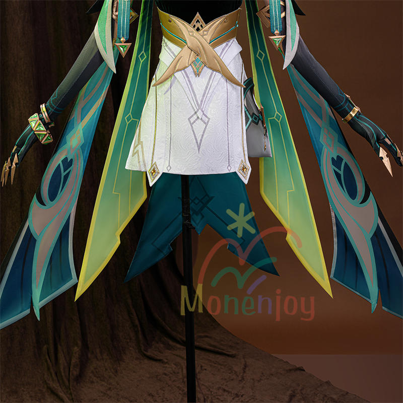 Monenjoy 原神 ネフェル コスプレ衣装　Nefer 　ベルベット生地 3d樹脂製パーツ　ナドクライ / 秘聞の館　コスチューム　耳飾り付