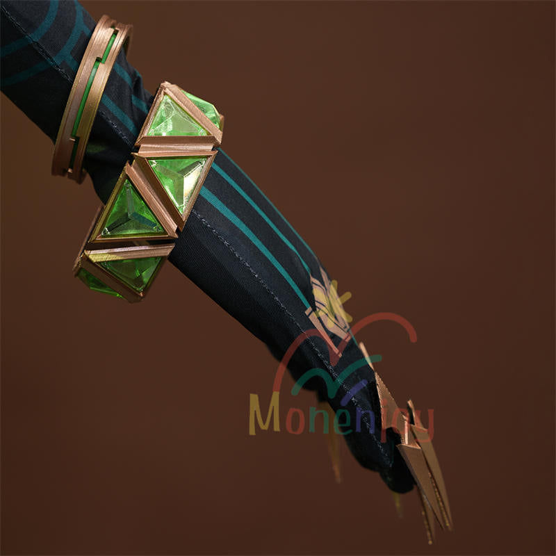 Monenjoy 原神 ネフェル コスプレ衣装　Nefer 　ベルベット生地 3d樹脂製パーツ　ナドクライ / 秘聞の館　コスチューム　耳飾り付