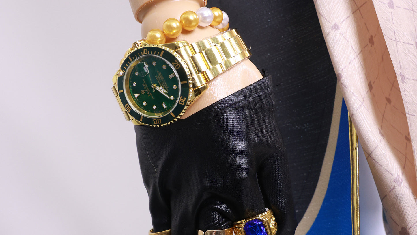 Monenjoy 崩壊スターレイル アベンチュリン コスプレ衣装　眼鏡＋指輪＋腕時計+タトゥーシール付　コイン道具3枚贈り　イベント　博戯の砂金石　仮装　ハロウィン - Monenjoy