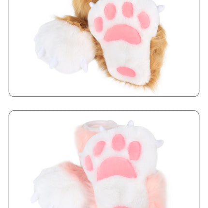 Monenjoy　ファースーツ 手 爪 肉球　もふもふ ハード てぶくろ 犬 狼 ネコ ケモノ 動物 擬人観 獣人 kigurumi Fursuit コスプレ道具 アクセサリーGS1160 - Monenjoy