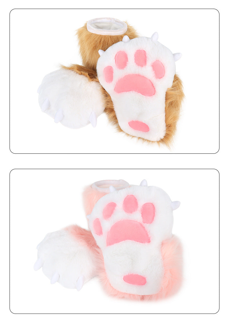 Monenjoy　ファースーツ 手 爪 肉球　もふもふ ハード てぶくろ 犬 狼 ネコ ケモノ 動物 擬人観 獣人 kigurumi Fursuit コスプレ道具 アクセサリーGS1160 - Monenjoy