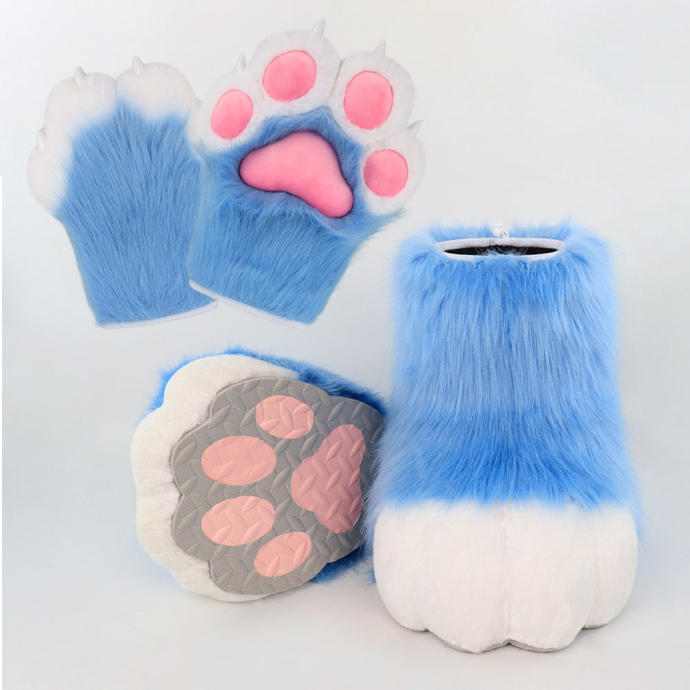 Monenjoy　着ぐるみ　ファースーツ 手 爪　肉球 手袋　もふもふ ハード てぶくろ　犬 狼 ネコ ケモノ　動物　擬人観 　獣人　kigurumi 　Fursuit　コスプレ道具　アクセサリー　 - Monenjoy