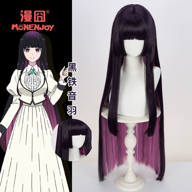 Monenjoy ロックは淑女の嗜みでして オト / 黒鉄 音羽 コスプレウィッグ カツラ 約100cm WIG001 - Monenjoy