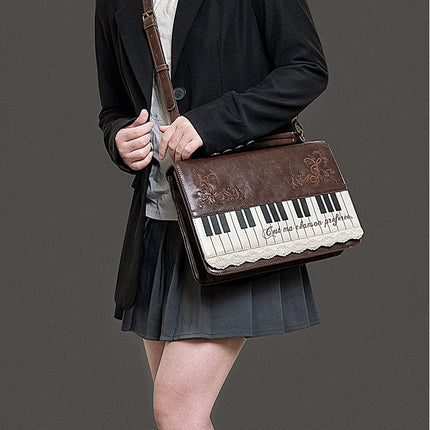 Monenjoy キレカジ風　ピアノ刺繍リュックサック  ハンドバッグ　ミニシュルダーバッグ　ミニバッグ ブロンズ色GSbag001