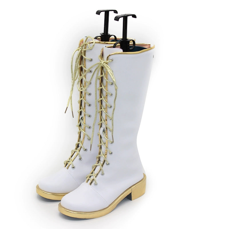 Monenjoy　KPOPガールズ! デーモン・ハンターズ　 ルミ　 ロングブーツ　靴 ゾーイ　ミラ　白色　コスプレ衣装　舞台服　ライブ服　KPop Demon Hunters