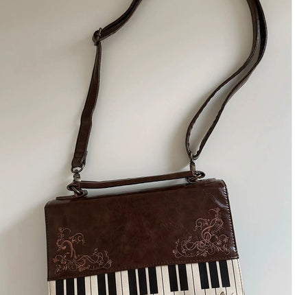 Monenjoy キレカジ風　ピアノ刺繍リュックサック  ハンドバッグ　ミニシュルダーバッグ　ミニバッグ ブロンズ色GSbag001