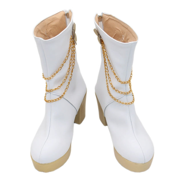 Monenjoy KPOPガールズ! デーモン・ハンターズ HUNTRX  Mira ロングブーツ 靴 白色 ミラ コスプレ衣装 舞台服 ライブ服 KPop Demon Hunters