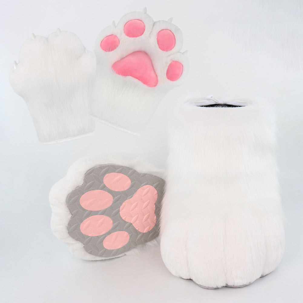 Monenjoy　着ぐるみ　ファースーツ 手 爪　肉球 手袋　もふもふ ハード てぶくろ　犬 狼 ネコ ケモノ　動物　擬人観 　獣人　kigurumi 　Fursuit　コスプレ道具　アクセサリー　 - Monenjoy