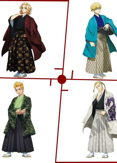 Monenjoy　東京卍リベンジャーズ 和服　天竺編放送記念フェア　コスチューム　コスプレ衣装　花垣武道／佐野万次郎／龍宮寺堅／松野千冬／三ツ谷隆／三途春千夜／乾青宗／九井一／黒川イザナ／鶴蝶／灰谷蘭／灰谷竜胆 - Monenjoy