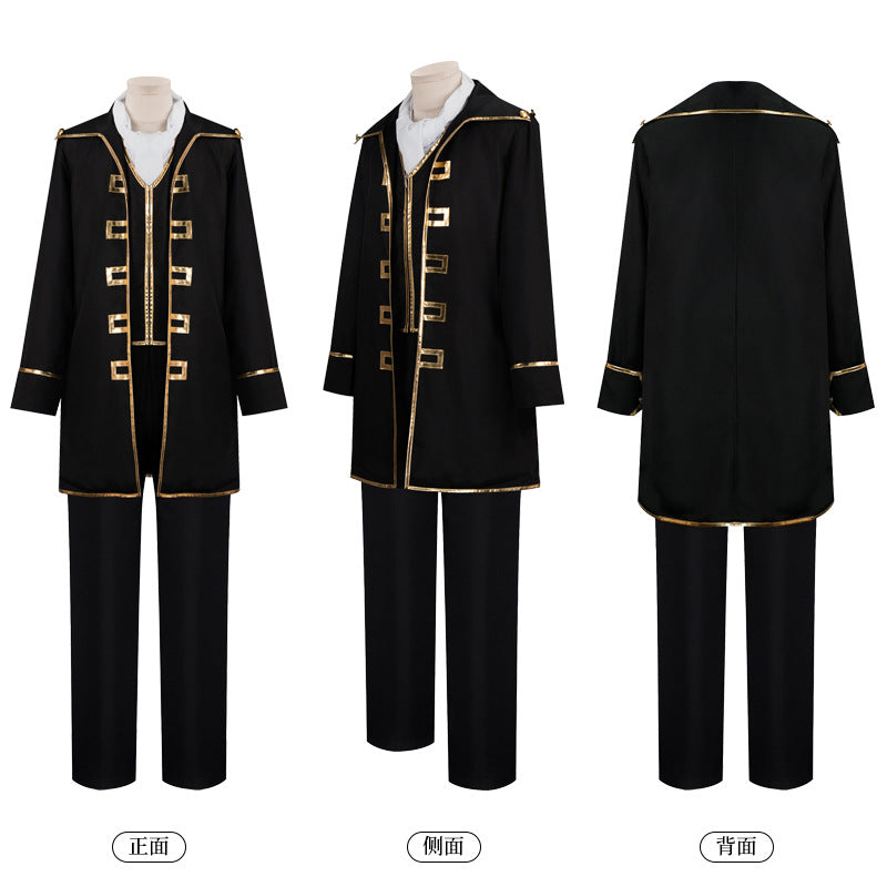 Monenjoy 銀魂 コスプレ　土方 十四郎　ぎんたま 　ガンマスク付コスチューム　真選組の副長　真選組　ユニフォーム　学園祭　イベント　仮装 - Monenjoy