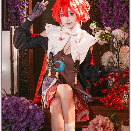 Monenjoy　鳴潮　コスプレ　丹瑾 たんきん　コスチューム　可愛い　イヤリング＋腿鞄付　ワンピース　ハロウィン　実物化　イベント - Monenjoy
