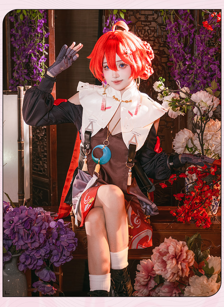 Monenjoy　鳴潮　コスプレ　丹瑾 たんきん　コスチューム　可愛い　イヤリング＋腿鞄付　ワンピース　ハロウィン　実物化　イベント - Monenjoy