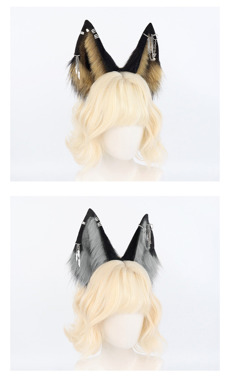 Monenjoy 狐耳 狼耳 狼の尻尾 コスプレ アクセサリー コスプレ道具 可愛い　ゴスロリ　渋谷系　萌えグッズ　キツネ ケモ耳 狐しっぽGS1154 - Monenjoy