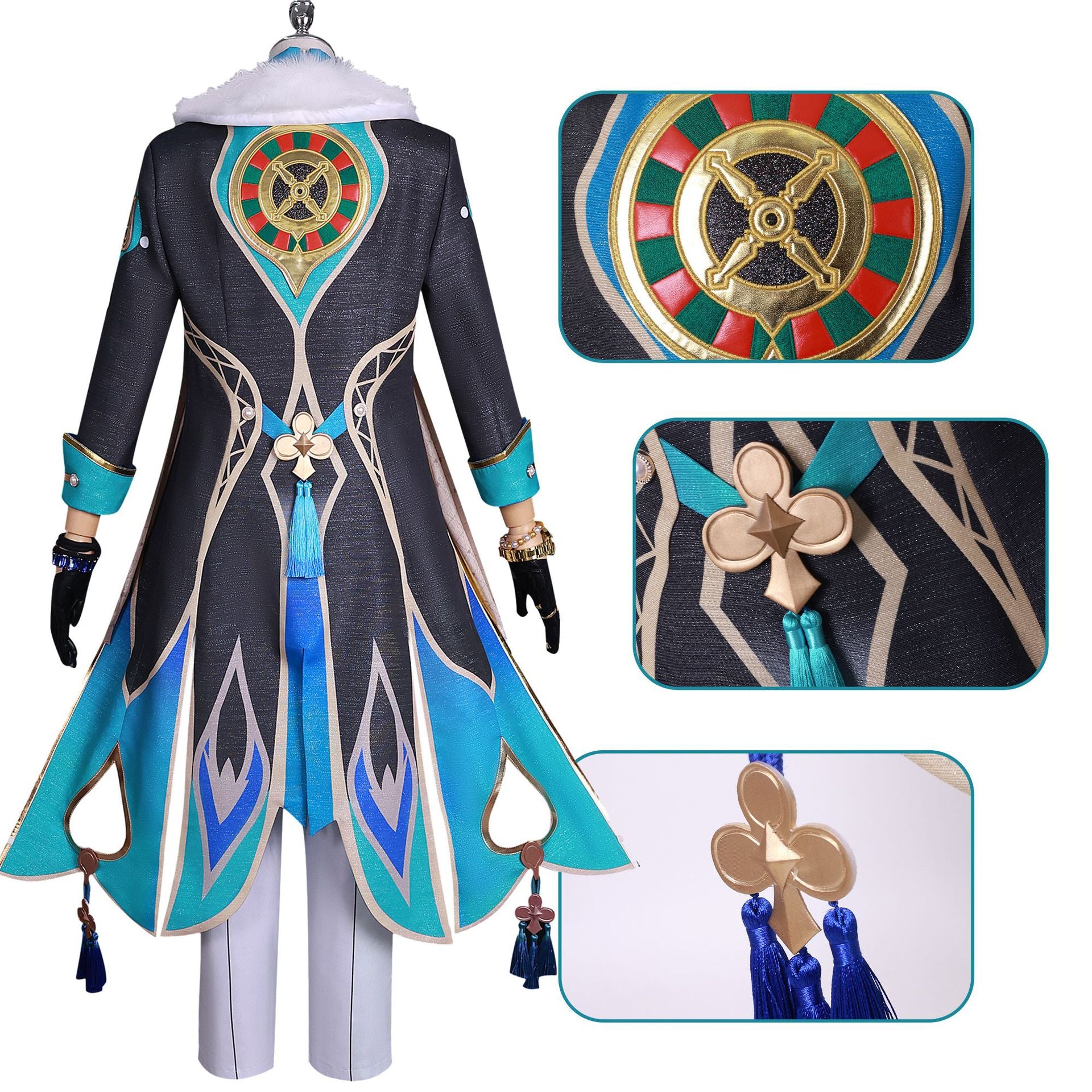 Monenjoy 崩壊スターレイル アベンチュリン コスプレ衣装　眼鏡＋指輪＋腕時計+タトゥーシール付　コイン道具3枚贈り　イベント　博戯の砂金石　仮装　ハロウィン - Monenjoy