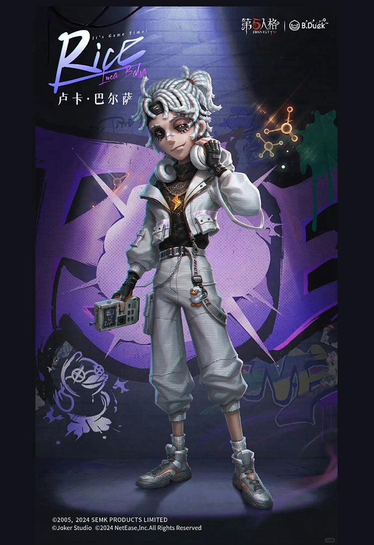 Monenjoy　第五人格×B.Duck　囚人　ルカ・バルサー　SSRコラボ衣装　イヤホーン付　グレーと白色　コスプレ衣装　イベントGS1344 - Monenjoy