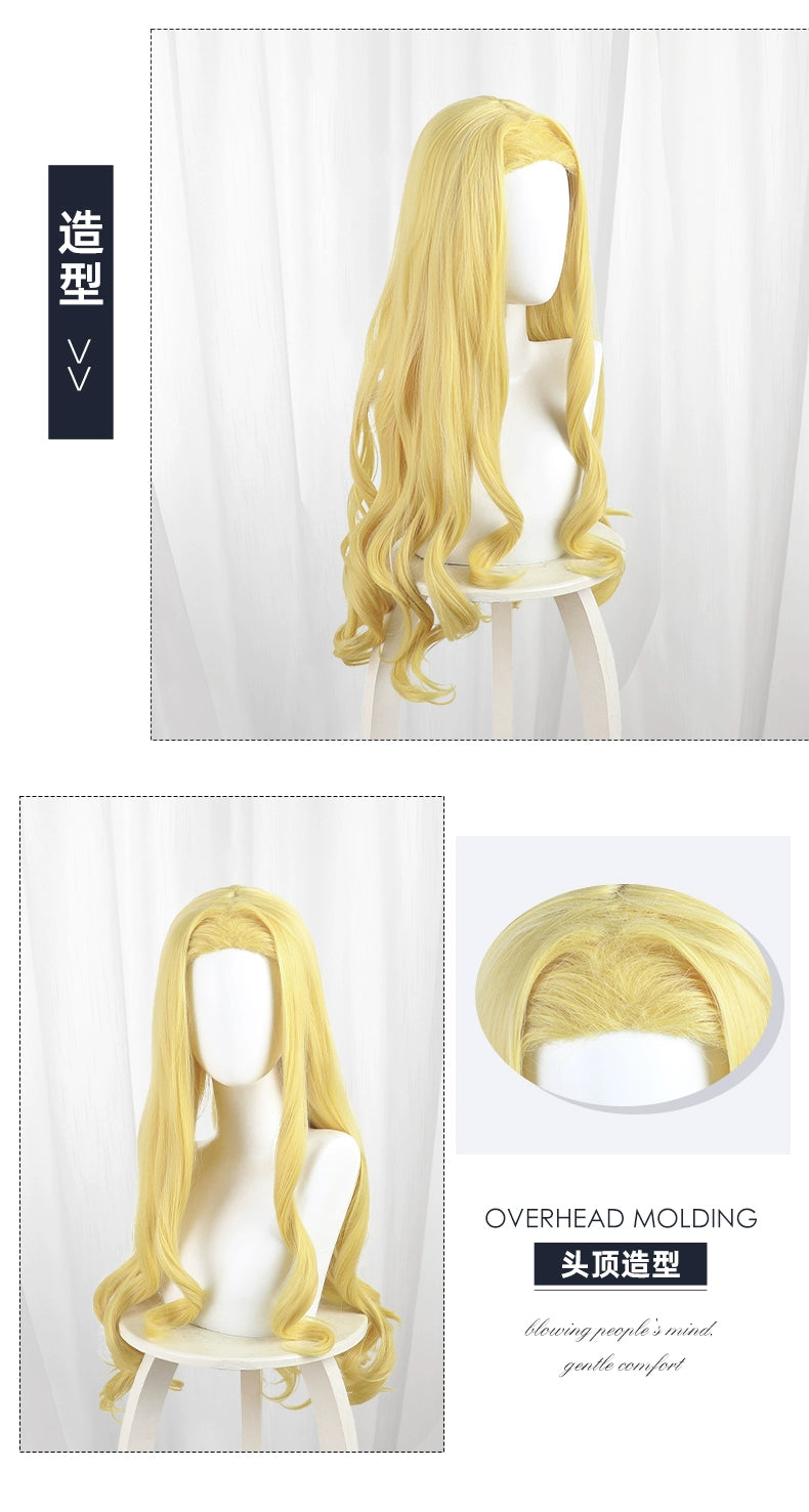 Monenjoy　タコピーの原罪  雲母坂 まりな　ウィッグ　カツラ　黄色　コスプレ道具　自然　80cm　地雷系　かわいい