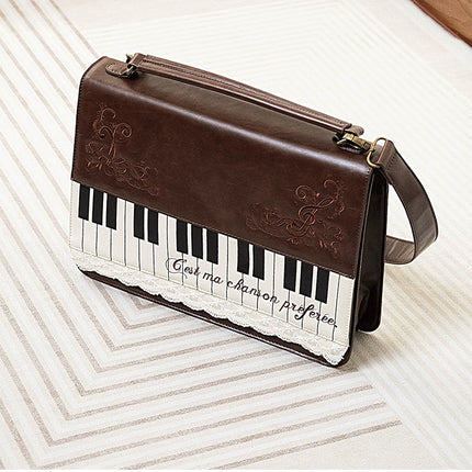 Monenjoy キレカジ風　ピアノ刺繍リュックサック  ハンドバッグ　ミニシュルダーバッグ　ミニバッグ ブロンズ色GSbag001