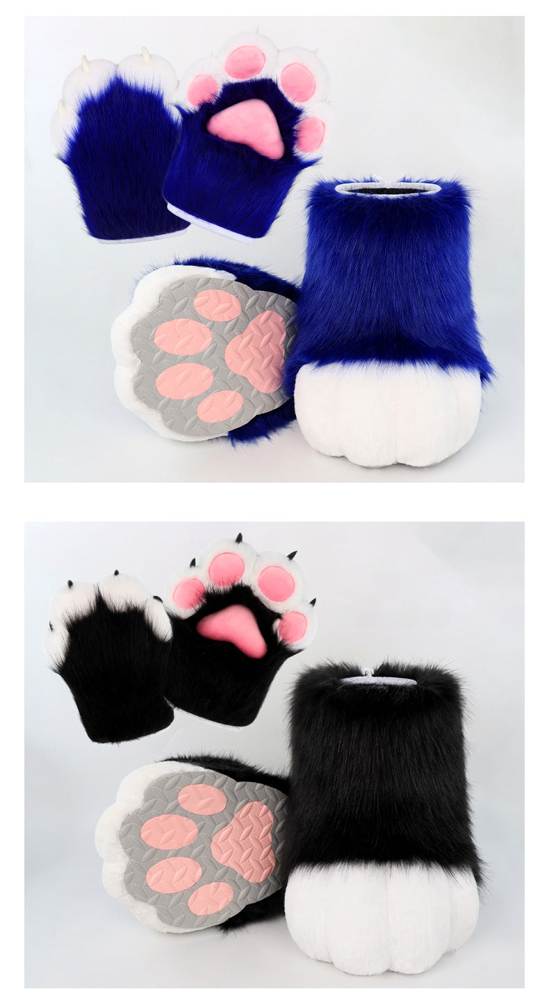 Monenjoy　着ぐるみ　ファースーツ 手 爪　肉球 手袋　もふもふ ハード てぶくろ　犬 狼 ネコ ケモノ　動物　擬人観 　獣人　kigurumi 　Fursuit　コスプレ道具　アクセサリー　 - Monenjoy