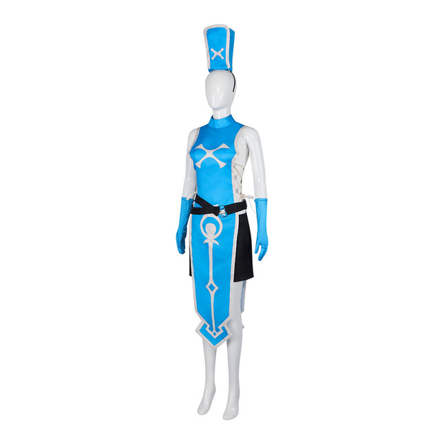 Monenjoy TV Anime Fainting Hero and Assassin Princess Anemone Monk's Song Cosplay Costume Blue Costume