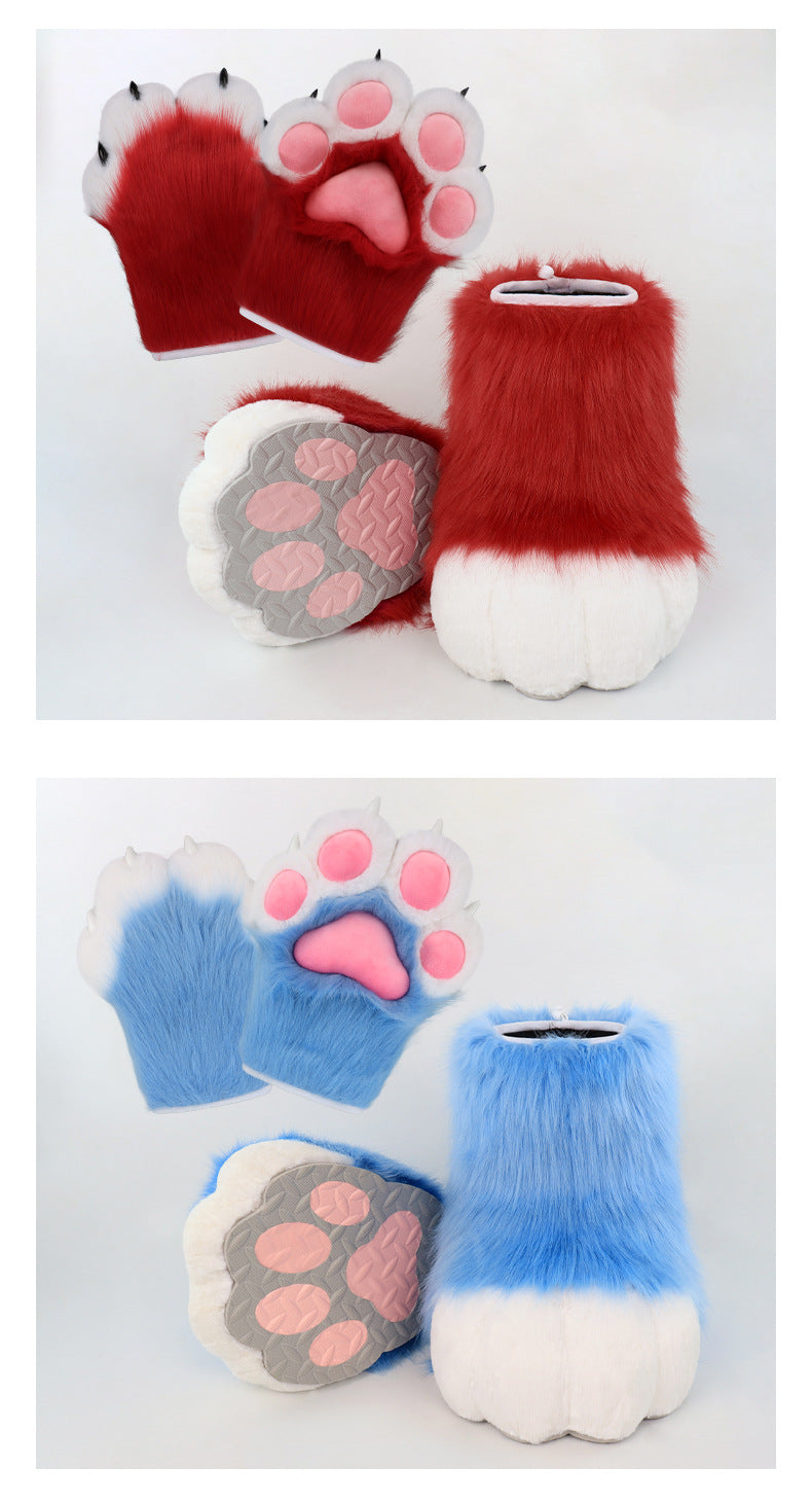 Monenjoy　着ぐるみ　ファースーツ 手 爪　肉球 手袋　もふもふ ハード てぶくろ　犬 狼 ネコ ケモノ　動物　擬人観 　獣人　kigurumi 　Fursuit　コスプレ道具　アクセサリー　 - Monenjoy