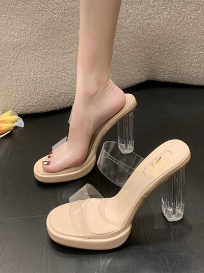 Monenjoy　汎用　サンダル　原神　ラウマ　透明ハイヒール  透明サンダルハイヒール 透け感抜群！ 10cmアクリル透明ヒール コスプレシューズ　靴　 Lauma  ナド・クライ 　イベント　霜月の子 白銀の鹿座 　7cm　９cm　11cm