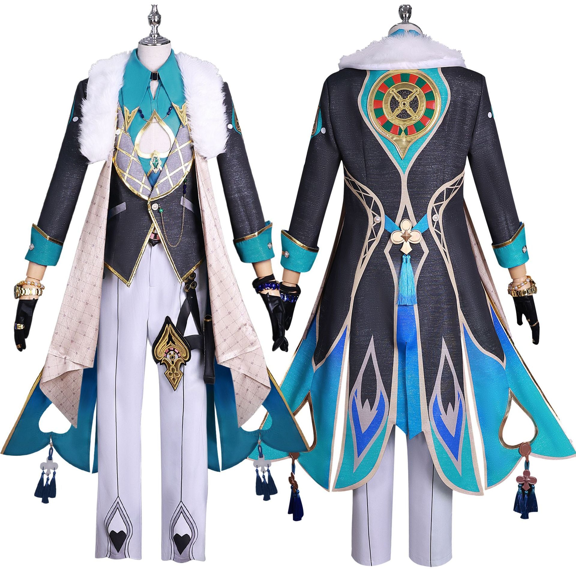 Monenjoy 崩壊スターレイル アベンチュリン コスプレ衣装　眼鏡＋指輪＋腕時計+タトゥーシール付　コイン道具3枚贈り　イベント　博戯の砂金石　仮装　ハロウィン - Monenjoy