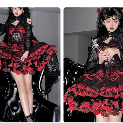 Monenjoy　ロリータ　ペチコート　花　クリノリン　バッスル　ティアードペチコート　ふわもこアンダー　ふんわり　コスプレ道具　地雷系　GS1220 - Monenjoy