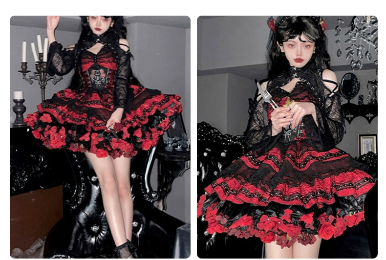 Monenjoy　ロリータ　ペチコート　花　クリノリン　バッスル　ティアードペチコート　ふわもこアンダー　ふんわり　コスプレ道具　地雷系　GS1220 - Monenjoy