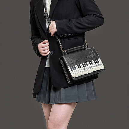 Monenjoy キレカジ風　ピアノ刺繍リュックサック  ハンドバッグ　ミニシュルダーバッグ　ミニバッグ ブロンズ色GSbag001