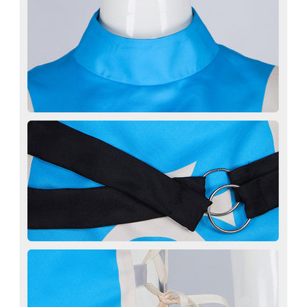 Monenjoy TV Anime Fainting Hero and Assassin Princess Anemone Monk's Song Cosplay Costume Blue Costume