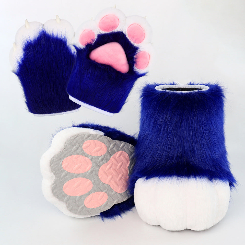 Monenjoy　着ぐるみ　ファースーツ 手 爪　肉球 手袋　もふもふ ハード てぶくろ　犬 狼 ネコ ケモノ　動物　擬人観 　獣人　kigurumi 　Fursuit　コスプレ道具　アクセサリー　 - Monenjoy