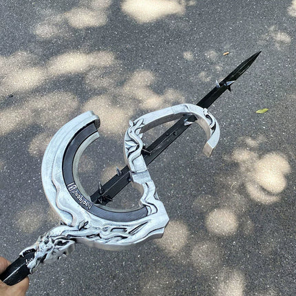 Monenjoy Arknights Lappland the Decadenza Desolation Lappland Staff, 112cm, หนัง PU, ชุด 2 ชิ้น, อุปกรณ์ประกอบคอสเพลย์, อาวุธจำลอง 